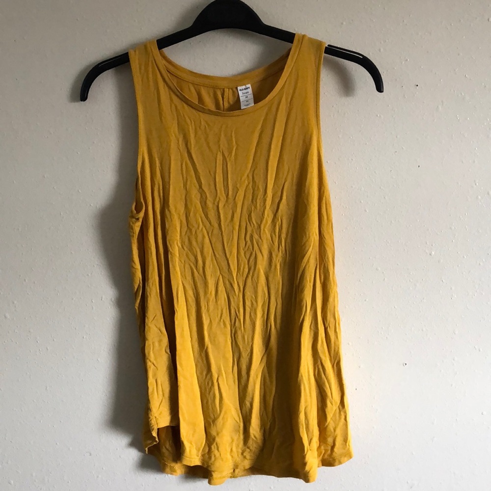 Mustard yellow luxe tank Flowy high neck